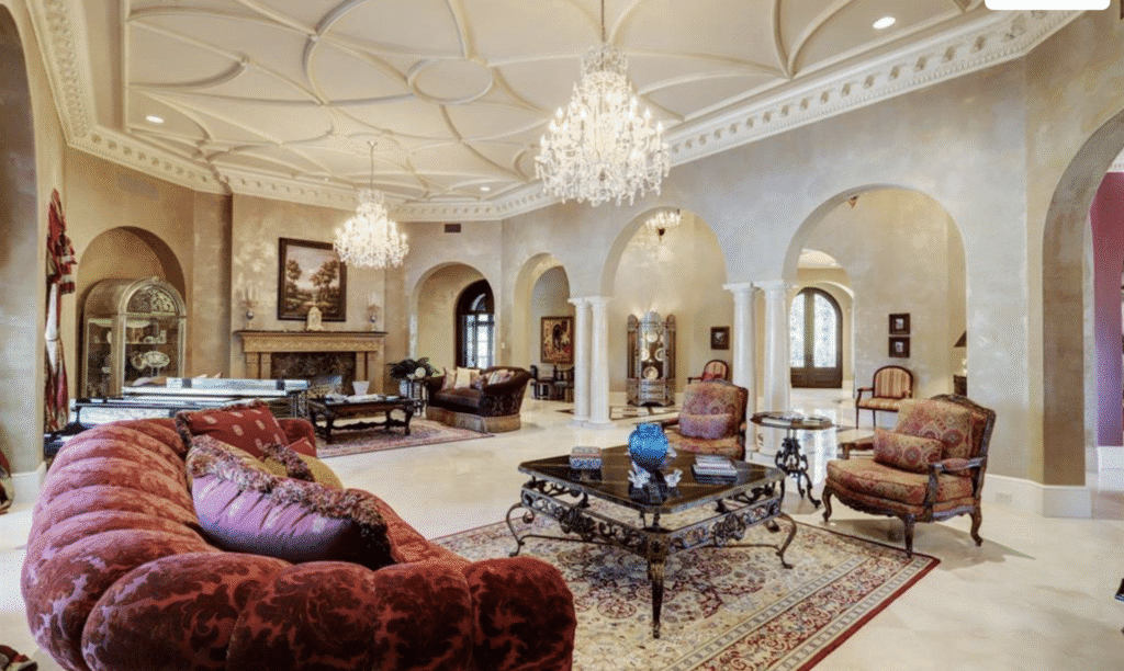 Exotic interiors on the mansion at 11 Paradise Point in Sugar Land Texas.